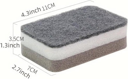 PKI Smart Essentials Dual-Sided Grey Cellulose Sponge with Gentle Scouring Pad – Multi-Purpose for Kitchen, Commercial, and Outdoor Cleaning (Set of 6)