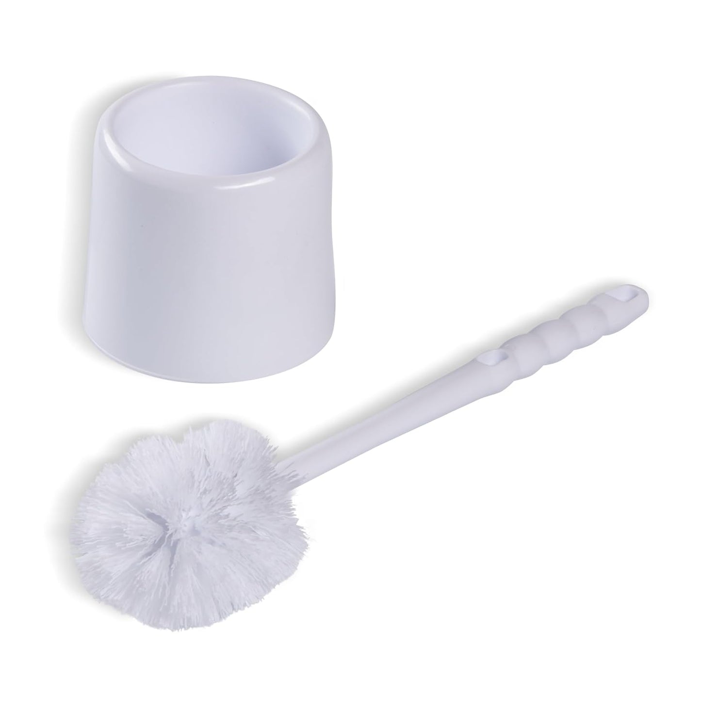SPARTA 16-Inch Durable Toilet Brush with Storage Holder, Bowl Brush with Caddy with Sturdy Polypropylene Bristles for Effective Cleaning, White Plastic Handle for Secure Grip, White