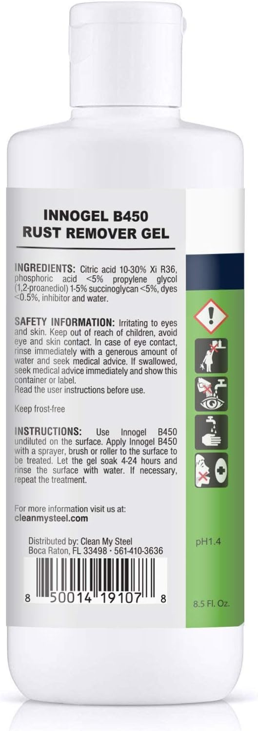 CLEAN MY STEEL Innoshine B570 Stainless Steel Rust Remover and Cleaner, NSF Certified, Approved for Food Contact Areas, 4 oz