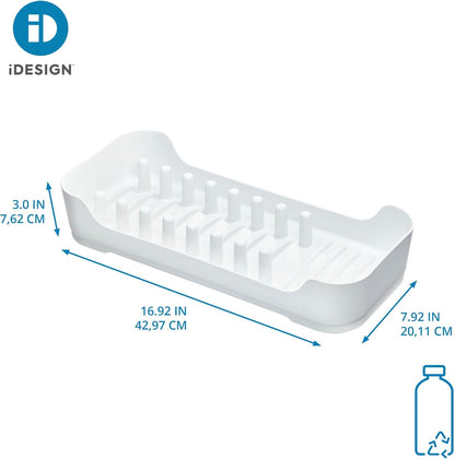 iDesign Recycled Plastic Double Suction Sink Caddy, White