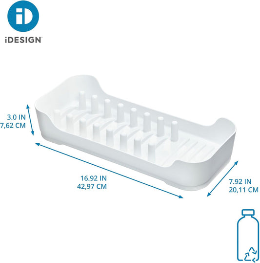 iDesign Recycled Plastic Double Suction Sink Caddy, White