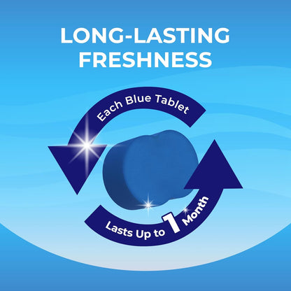 Toilet Bowl Cleaner Tablets - Blue Automatic Toilet Bowl Cleaners with Bleach, Deep Cleaning & Odor Eliminator – Septic Safe, Stain Remover for Long-Lasting Freshness and Shine (8)