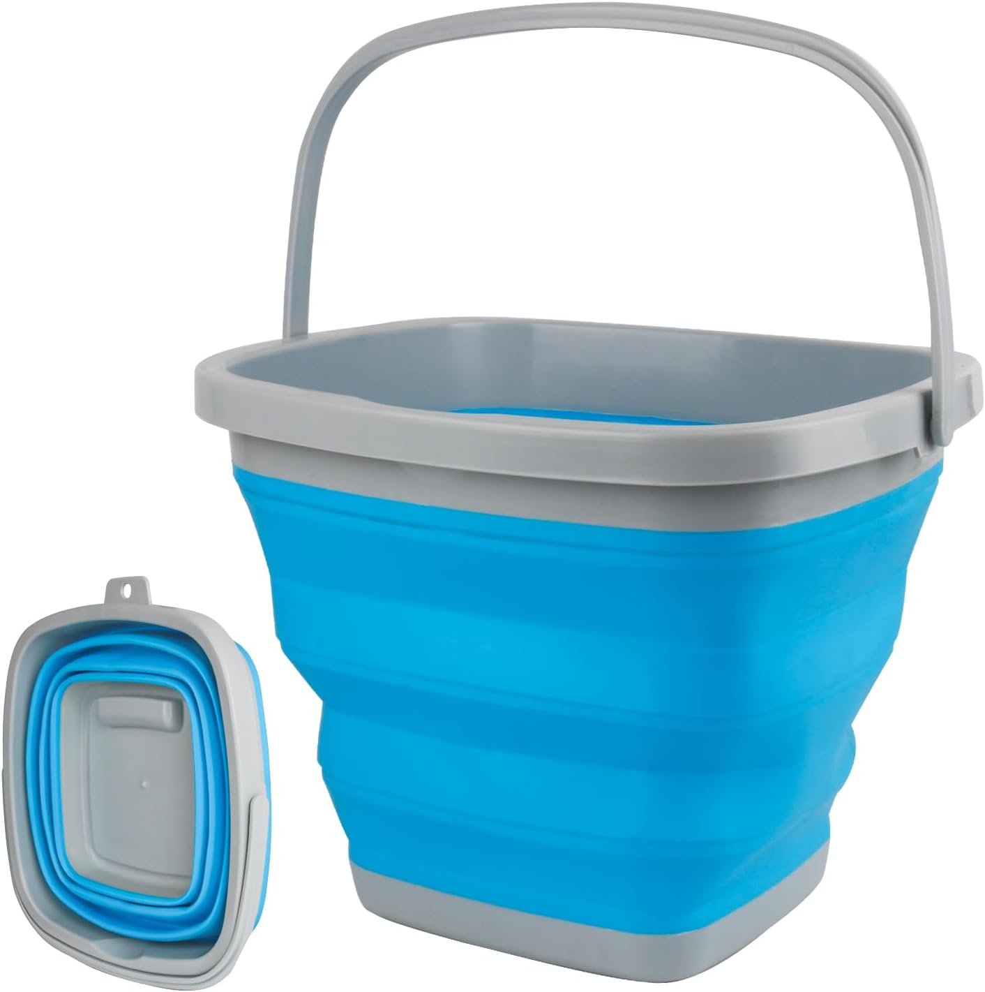 Collapsible Mop Bucket and Ice Bucket-5L(1.3 Gallon) Household Cleaning Silicone Dust Mops Bucket, Portable Bathroom Cleaning Supplies Square Bucket for Cleaning