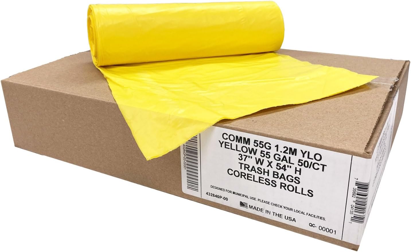 Ultrasac Heavy Duty 55 Gallon Clear Trash Bags - (Value 50 Pack) - 1.2 MIL equivalent Industrial Strength Plastic 37" x 54" for 50-55 Gal Cans -Fits Toter, Rubbermaid Brute, Carlislie Bronco etc.