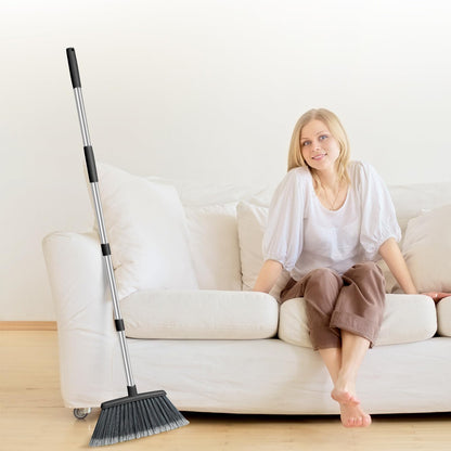 Broom, Outdoor Brooms for Sweeping Indoor, Adjustable 55" Pet Hair Removal Heavy Duty Broom for Floors Home Kitchen Garage Commercial Patio Industrial Snow (Pack of 1)