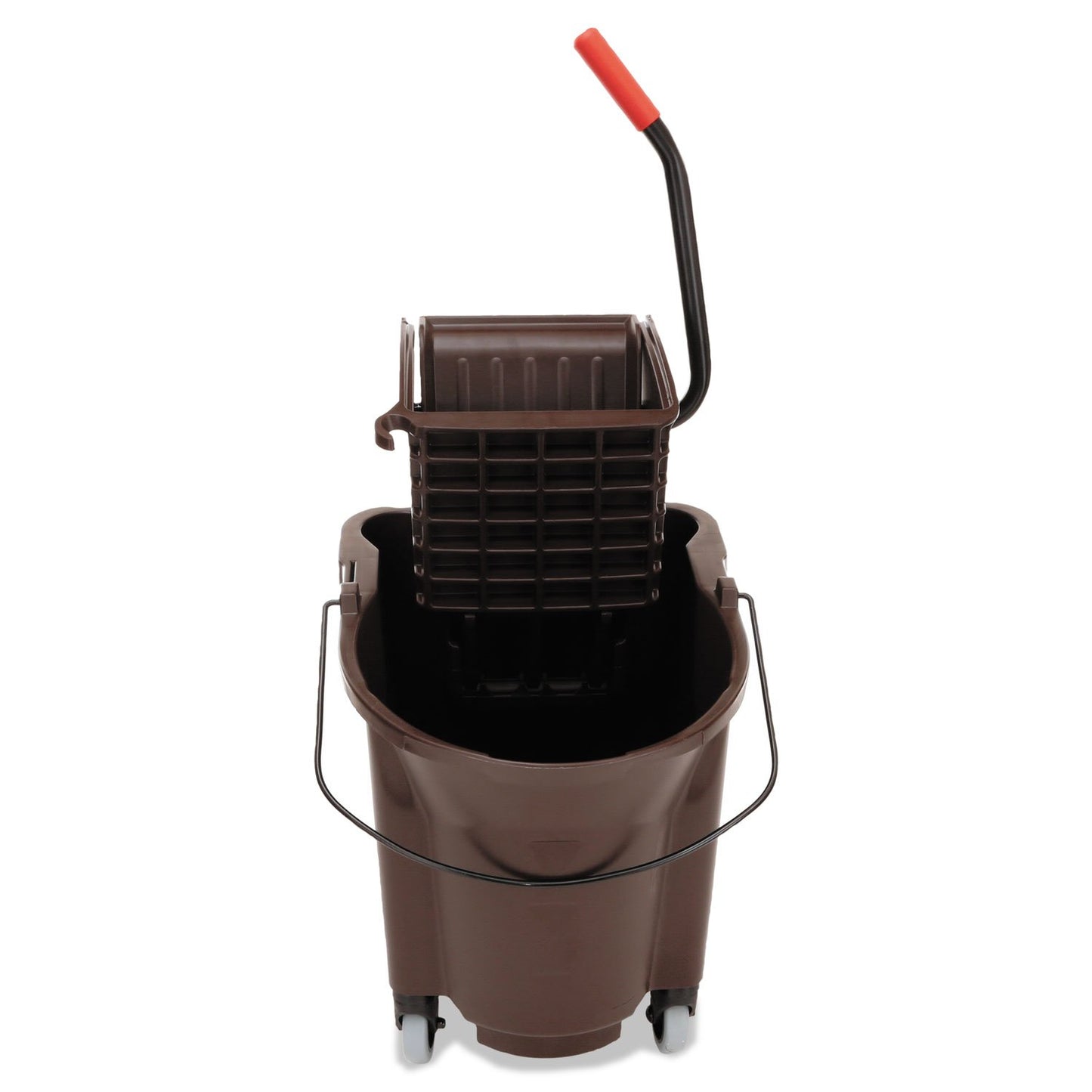 Rubbermaid Commercial Products WaveBrake 35 QT Side-Press Mop Bucket and Wringer Combo on Wheels Red for Heavy-Duty Floor Cleaning