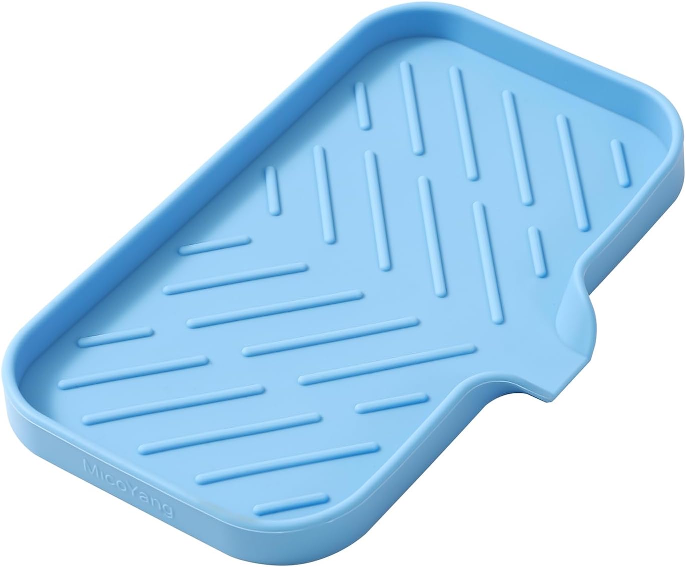 MicoYang Silicone Bathroom Soap Dishes with Drain Spout-Bathroom and Kitchen Sink Organizer,Sponge Holder,Dish Soap Tray,Perfect for Dispenser,Scrubber,Bottle,Cup on Sink or Counter-Black 4.9"×3.2"