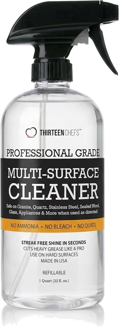 Thirteen Chefs Multi-Surface Cleaner for Kitchen, Home and Bath - Cleans All Countertops, Stainless Steel, Glass, Floor and Tile - 16oz Spray Bottle