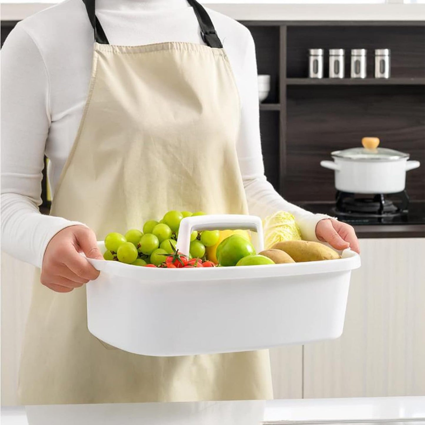Large Cleaning Supplies Caddy Portable Shower Basket Supply Organizer with Handle Plastic Bucket Tool Storage for Bathroom, Bedroom, Kitchen, College Dorm, Garden, Dark Gray 2 Pack