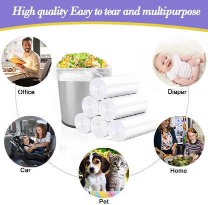 Hommaly 2 Gallon (1.8-2 Gal)120 pcs Small Clear Trash Bags, Strong 1.8 Gallon Garbage Bags, Bathroom Trash Can Bin Liners Unscented, Mini Plastic Bags for Office, Waste Basket Liner,Fit 6,7,8 Liters