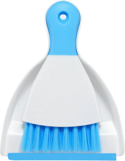 NACENA Mini Dustpan and Brush Set 2 Pack, Small Broom and Dustpan Set Dust Pan and Mini Hand Broom Dustpan and Broom Combo Compact for Home Table Keyboards Sofa Kitchen, Blue