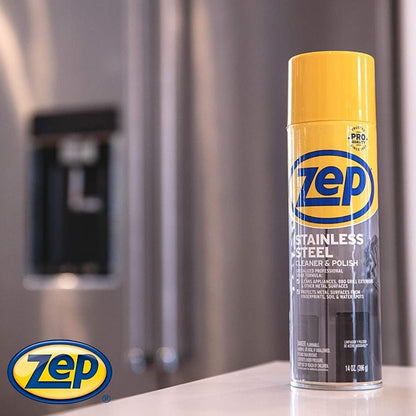 Zep Stainless Steel Cleaner and Polish 14 ounces (Case of 4) ZUSSTL14 - Protects Metal Surfaces from Fingerprints, Soil and Waterspots