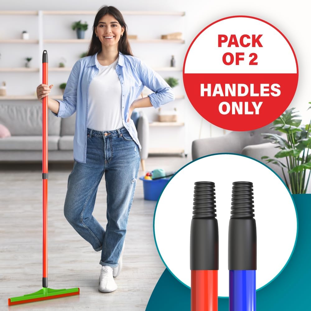 HeloMorSqueegee Broom Scrubbing Brush with Telescopic Long Handle for Garage, Patio, Deck, Tile and Shower (16 Inch (3 Pack))