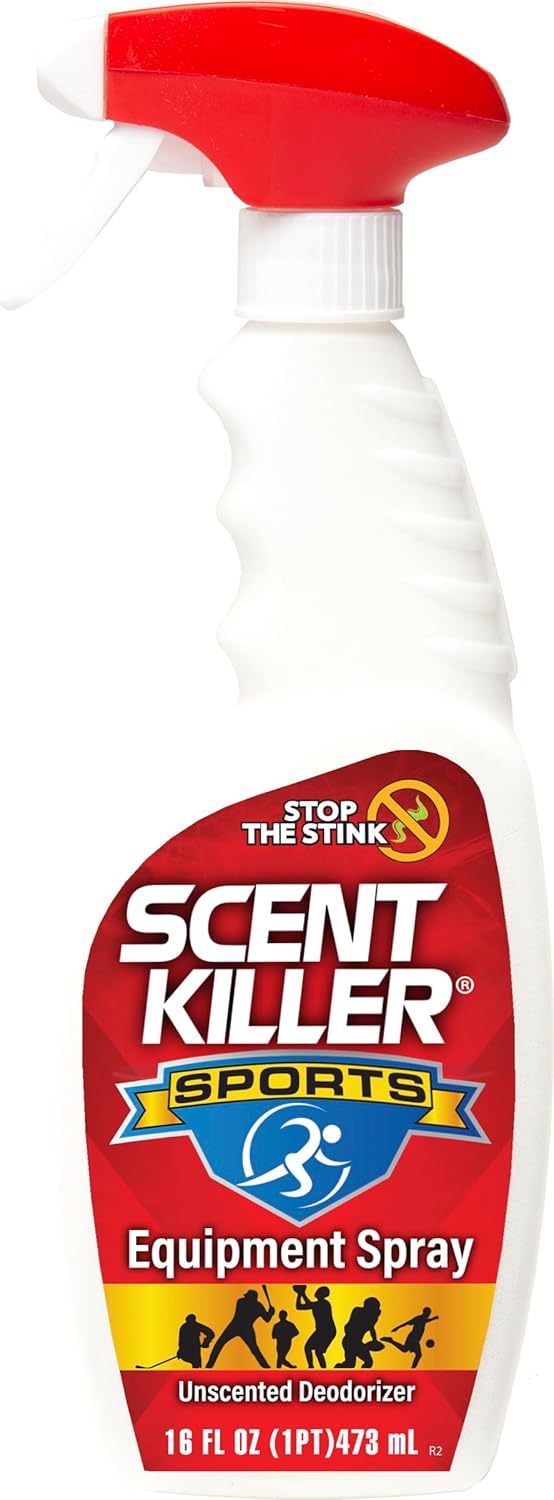 Scent Killer Sports Equipment Deodorizer Spray - Unscented Sports Equipment Deodorizer for Shoes, Gym Bags, Helmets and Gear – 16 FL OZ