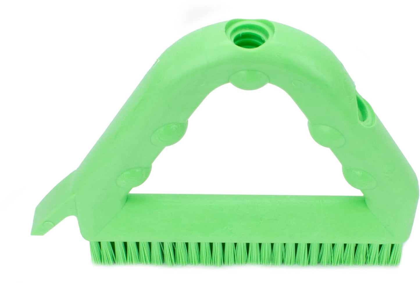 SPARTA Plastic Commercial Grout Brush, Triangle-Shaped Scrub Brush with Scraper and Two Threaded Holes for Attaching Handle (Sold Separately), 9 x 7 x 7 Inches, Gray