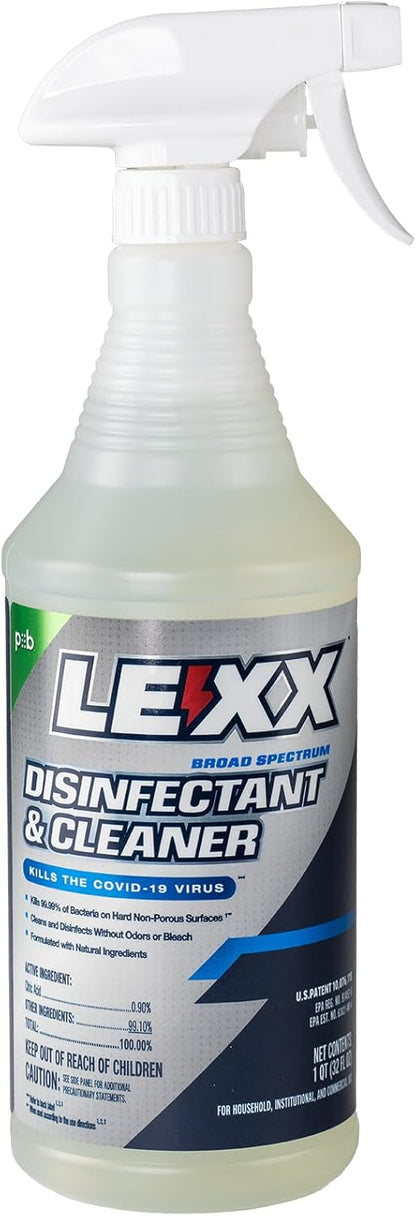 LEXX® RTU Broad Spectrum Disinfectant & Cleaner - EPA Registered, Kills 99.99% of Bacteria - Hospitals, Schools, Offices, Homes - Citric Acid, Safer Choice, Non-Toxic, No Bleach - 32 fl. oz. Spray