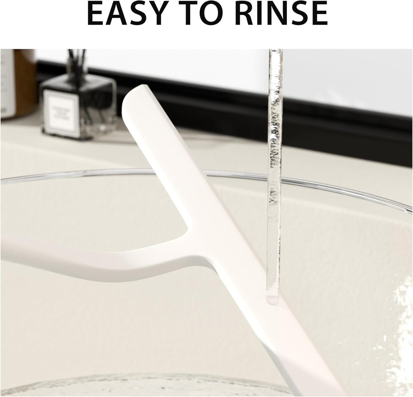 Shower Squeegee for Shower Glass, Bathroom Glass Cleaning Tool with Hook Mount, Squeegee for Glass Doors, Window Cleaning, Tile Shower Walls (White)