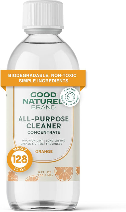 Good Natured Brand All-Purpose Cleaner Concentrate | 8oz makes 128oz | Orange Essential Oil | 16X Concentrated Natural Multi-Surface Cleaner