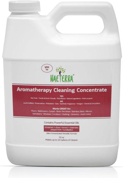 Naeterra Aromatherapy Cleaning Concentrate 64 oz - Natural All Purpose Multi Surface Cleaner - Plant Based Essential Oil Formula for Floors, Glass & Counters - Makes 24 Gallons - Pet Safe & Non Toxic