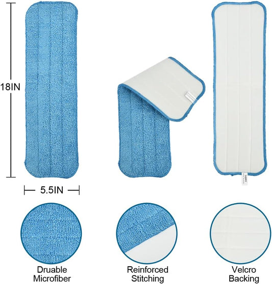 Layers 18"Microfiber Replacement Mop Pads- Reusable Mop Heads Refills fit for Most 16-18inch Spray Velcro Mop, Machine Washable Absorbent Mop Pads- 3Pack
