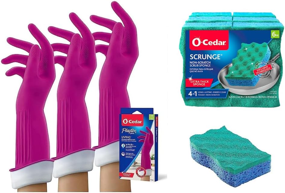 O-Cedar Scrunge Non-Scratch Scrub Sponge (Pack of 6) Multi-Use, All-Purpose, Odor-Resistant, Scrubbing Sponge Safely Cleans All Hard Surfaces in Kitchen and Bathroom