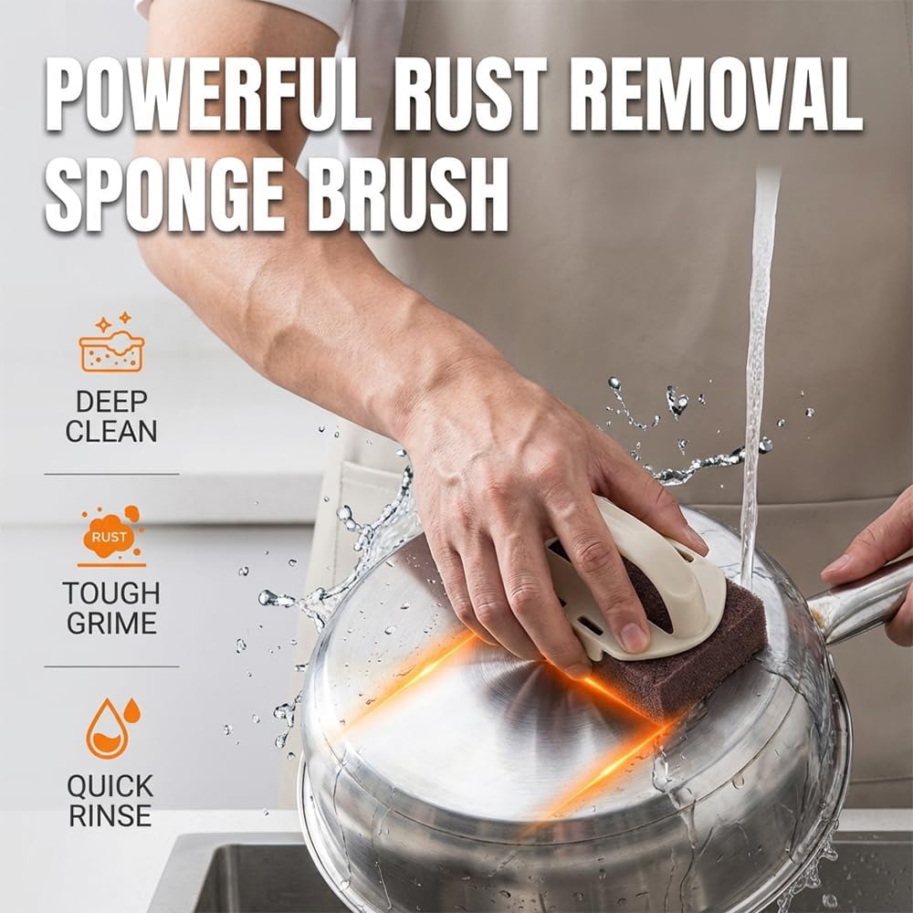 Magic Emery Cleaning Sponge Rust Remover, 2026 New Nano Carborundum Sponge, Pot Scrubber Scouring Pad Kitchen Magic Cleaning Sponge for Removing Rust Cleaning Pots and Pans (4pcs)