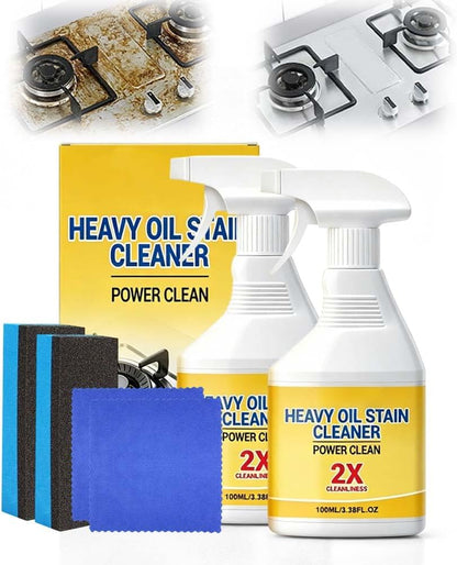 Yilia Kitchen Heavy Oil Cleaner Spray, All Purpose Degreaser for Stove Oven Range Hood Appliances, Heavy Duty Grease Remover for Kitchen Cabinet Cooktop Countertop Stainless Steel Surfaces (1 Set)