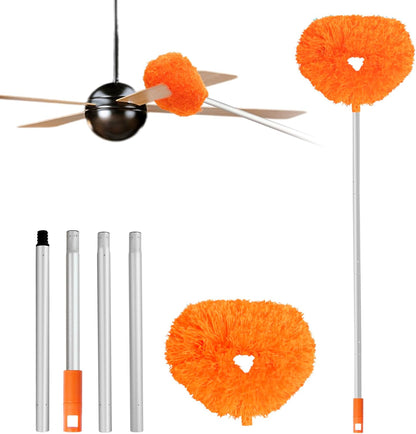 Ceiling Fan Cleaner Duster Reusable Microfiber Ceiling Fan Blade Cleaner Removable Duster with Extension Pole Adjusts 13 to 49.7 Inch for Cleaning Walls Bookshelves Furniture Door Window Top (Blue)