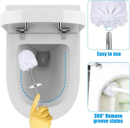 HOMSFOU 5Pcs Toilet Brush Replacement Heads - Universal Plastic Bowl Brush Heads with Dense Bristles, Spherical Design Bathroom Cleaning for Home, Hotel, Apartment