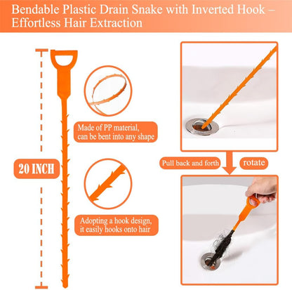 33 Feet Drain Snake Auger, Plumbing Snake Drain Hair Clog Removal Tool, Heavy Duty Drain Snake Auger, Sink Unclogger Drain Cleaner Tool for Bathroom Kitchen Tub Shower Drain Clog Remover with Gloves