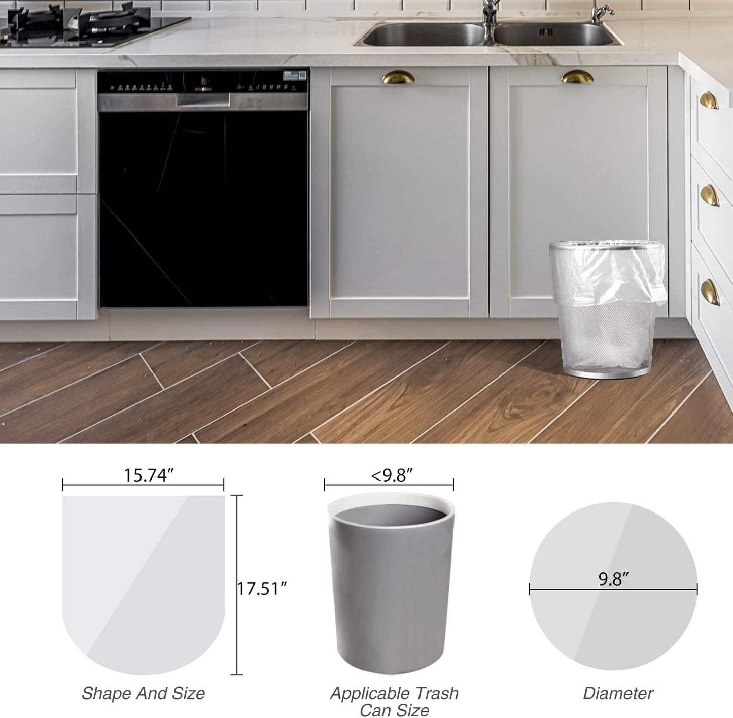 CHARMOUNT 4 Gallon Trash Bag - Unscented 4 Gallon Garbage Bags for Bathroom, Kitchen, Bedroom, 105 Count (15 Liter) …