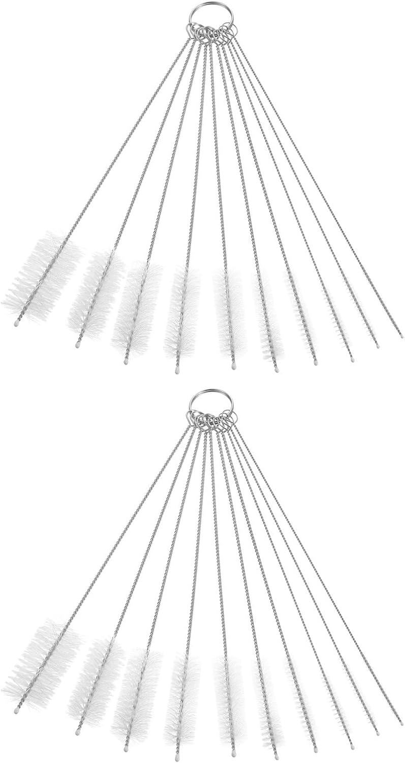uxcell Straw Cleaner Brush Set, 8.3 Inch Nylon Tube Pipe Cleaners, Set of 10 Stainless Steel Long Straw Brush for Drinking Straw, Bottle, Tube, Cup, Pink