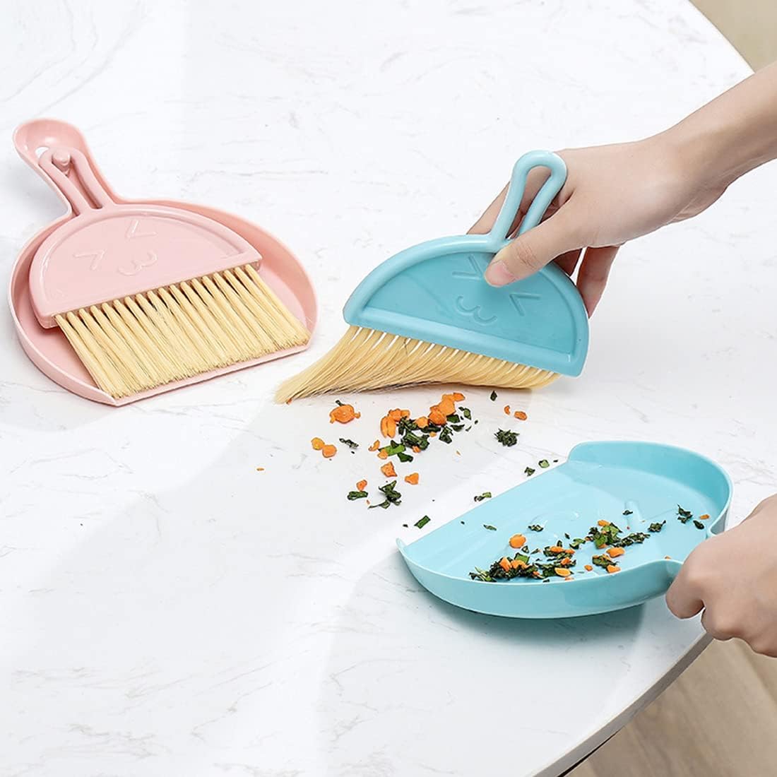 Mini Hand Brooms Small Dust Pan and Brush Set for Table, Desk, Countertop, Key Board, Cat, Dog and Other Pets (Green) (ENG547)