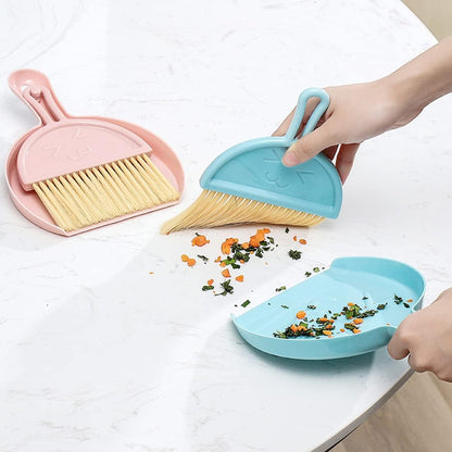 Mini Hand Brooms Small Dust Pan and Brush Set for Table, Desk, Countertop, Key Board, Cat, Dog and Other Pets (Green) (ENG547)
