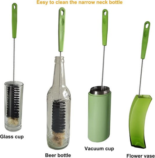 2 Pack 16" Bottle Brush, Dokpod Long Handle Cleaning Brushes for Long Narrow Neck Bottle Cleaning Water Beer Wine Sports Bottle Thermos Flask Bottles Cleaning Hummingbird Feeder Vase Cleaning Brushes