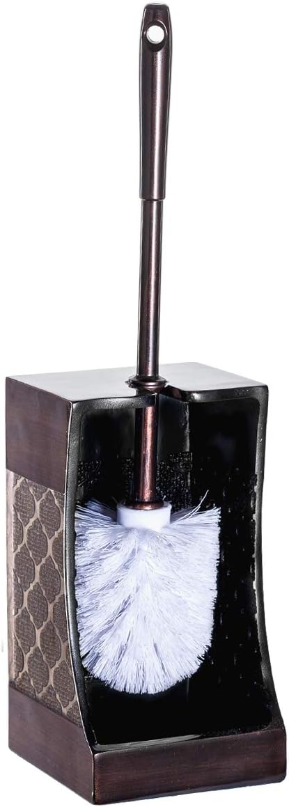 Creative Scents Rustic Luxe Toilet Brush and Holder Set - Beige Toilet Bowl Cleaner Brush with Strong Metal Handle - Long Bristles Toilet Bowl Brush and Holder - Rustic Farmhouse Decor