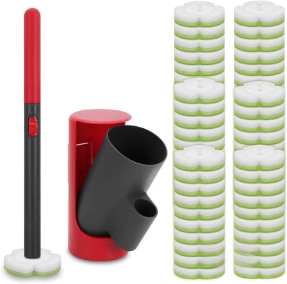 Disposable Toilet Brush Kit with 30 Refills, No-Touch Toilet Wand Cleaning System, Wall Mounted Toilet Bowl Cleaner for Bathroom, Sink, Bathtub – Hygienic Deep Cleaning