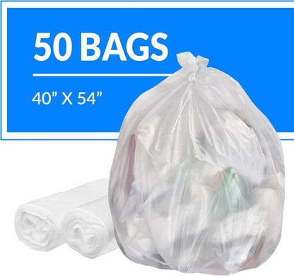 Reli. SuperValue 55-60 Gallon Trash Bags | 50 Count | Made in USA | Heavy Duty | Clear Multi-Use Garbage Bags