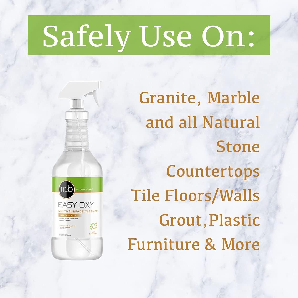 Oxy Countertop Cleaner, Marble, Granite, Stone, Safe for daily use (1 quart 32 oz.) with 2 Microfiber towels kit