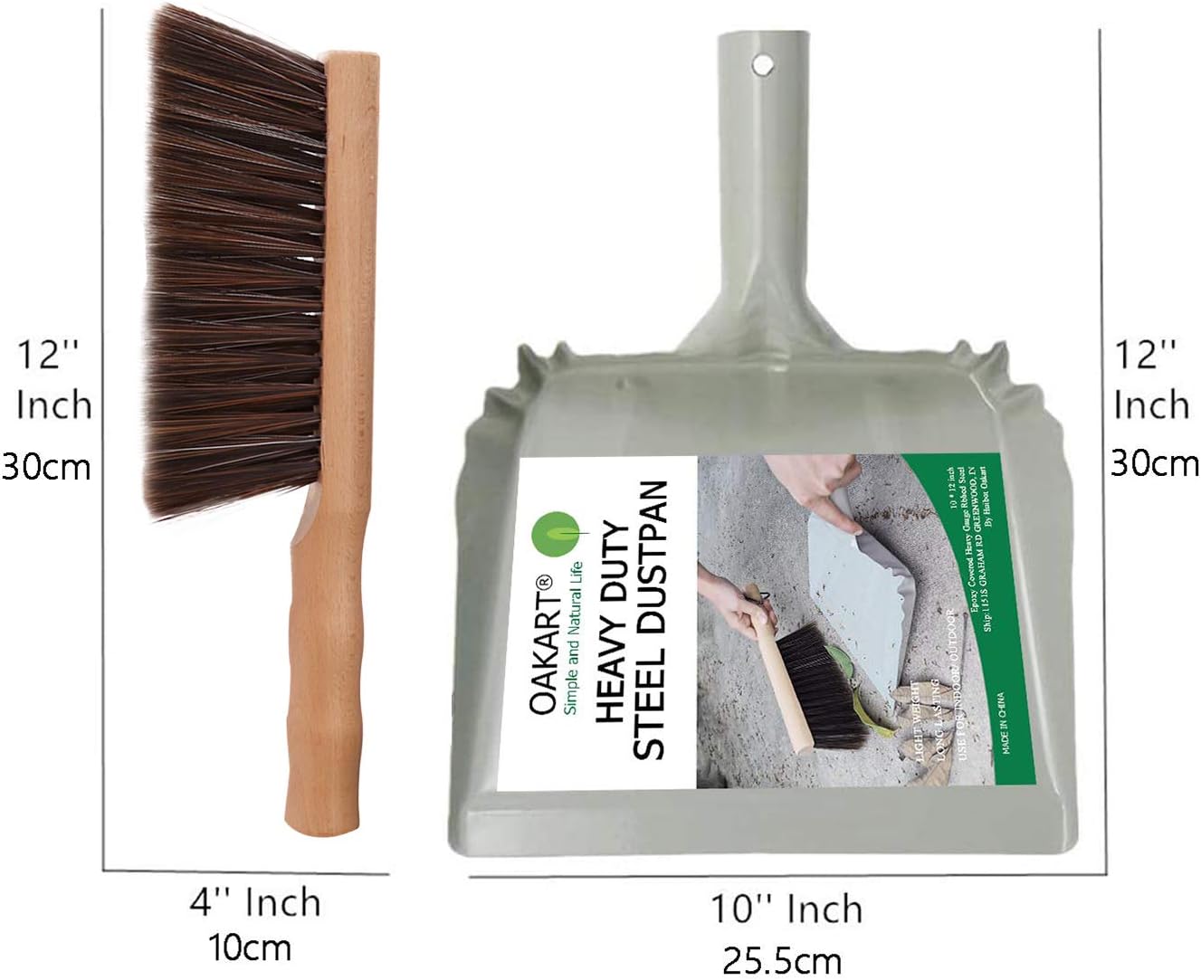 Mini Metal Dustpan and Brush Set, Natural Hand Broom, Stainless Steel Dust Pan, Heat-Safe for Fireplace Ash Cleaning, Anti-Static, Eco-Friendly