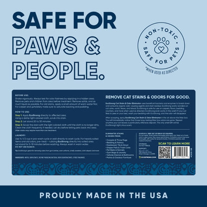 Eco Strong Cat Stain And Odor Remover | Enzyme Urine Odor Neutralizer - Stain Remover for Carpet, Litter Boxes, Bedding, and Laundry [Citrus Scent, 32 oz. Spray]