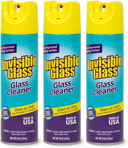 Invisible Glass 91160 Premium Aerosol Glass and Window Foaming Cleaner Spray – Cleans Glass, Windows, Mirrors, Shower Doors, and More – Streak-Free, Ammonia-Free, Tint-Safe – 19 oz
