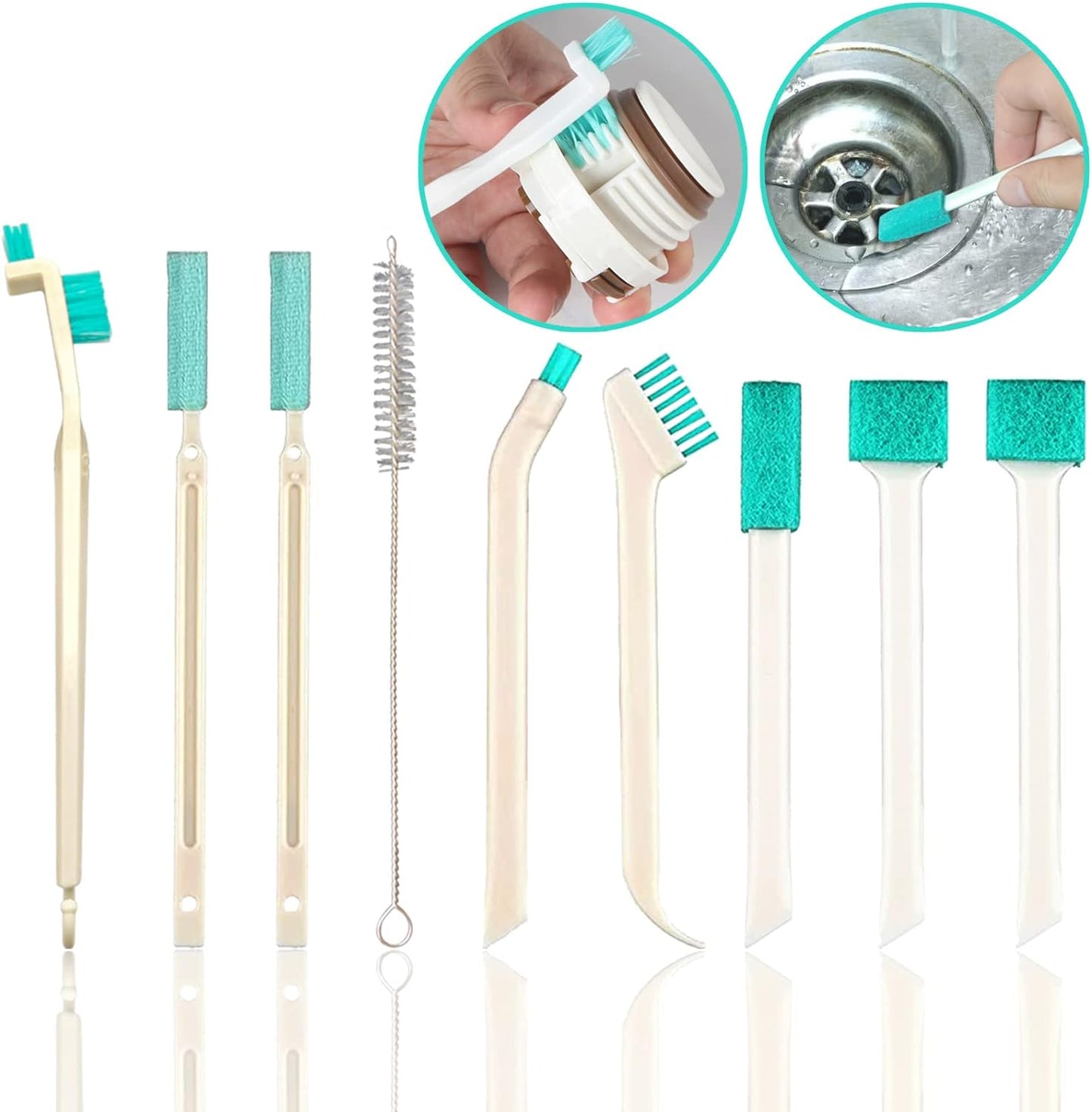Small Household Cleaning Brushes by ELEMGULY,18 Pcs Crevice Brush for Hole, Gap, Corner, Space, Micro Crevice Scrub Cleaner Tool for Bottle, Keyboard, Window, Door Track