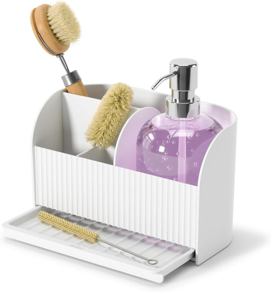 Umbra Sling Sponge Holder Sink Caddy with Dish Soap Dispenser Pump for Kitchen