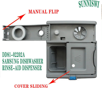 DD59-01002A Dishwasher Detergent & Rinse Aid Dispenser Assembly (OEM) 7.7 * 3.3 * 2.2 in - Compatible Replacement With Samsung Dishwasher Parts