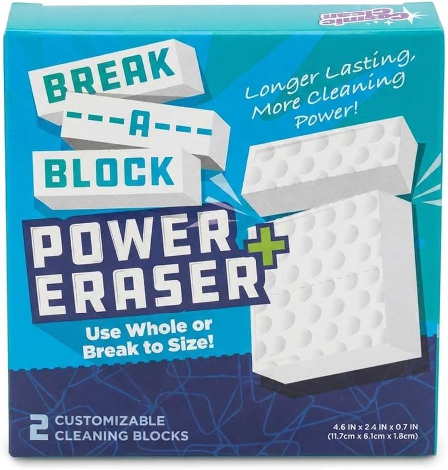 Heavy Duty Melamine Cleaning Sponge (2-Pack) – Multi-Surface Eraser Sponge, Breakable Power Blocks for Tough Stains, Grease & Scuffs, Kitchen, Bathroom, Walls & Deep Cleaning