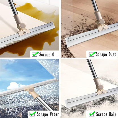 Floor Squeegee 65" Long Handles Adjustable Telescopic Pole Heavy Duty Broom 20" Apply to Shower Bathroom Kitchen Home Garage Tile Pet Hair Fur Floor Marble Glass Door Window Cleaning