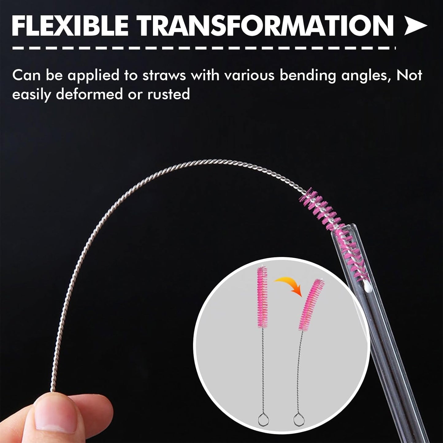 Straw Cleaner Brush 8PCS Long Straw Brushes Reusable Nylon Tube Brush Drinking Straw Cleaning Brush Set for Water Bottle, Straws, Tube, Flasks (8PCS Style 2)
