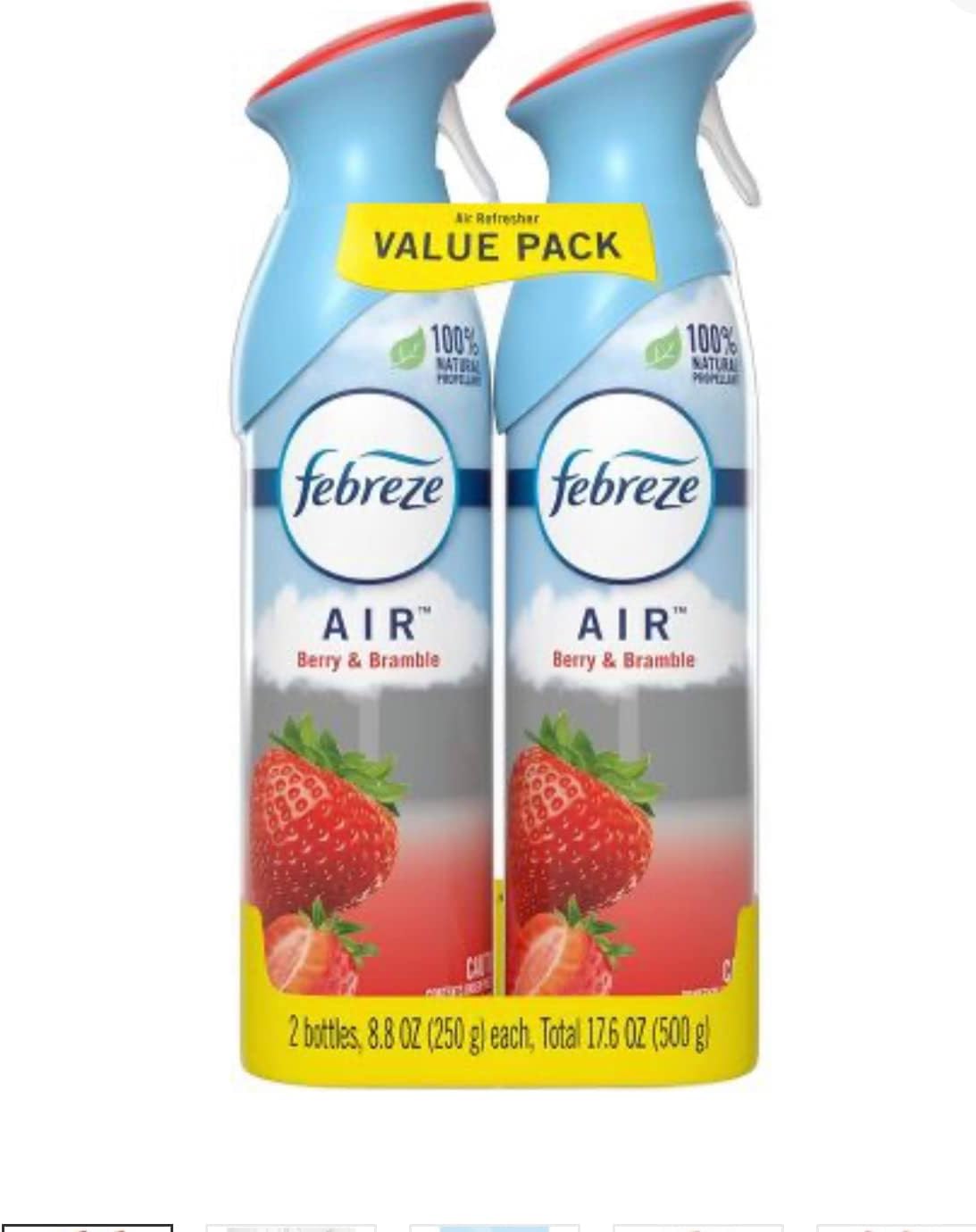 Febreze Air Mist Air Freshener Spray, Odor-Fighting Room Spray, Air Fresheners for Home and Bathroom and Kitchen, Aerosol Can, Mountain Scent, Purple, 8.8oz (Pack of 3)