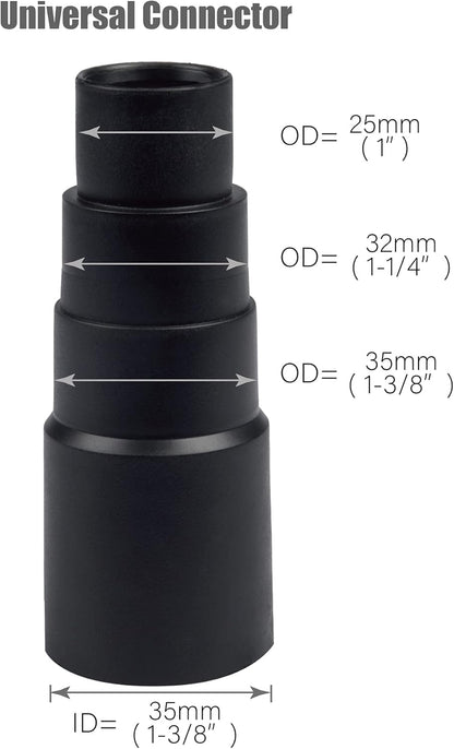 25mm Long Horse Hair with Universal Connector for 25mm/1", 32mm/1-1/4, 35mm/1-3/8 Hose, 1.25 Inch Small Round Dust Suction Brush Vacuum Brush Attachment Soft Bristle Cleaner Replacement with Adapter